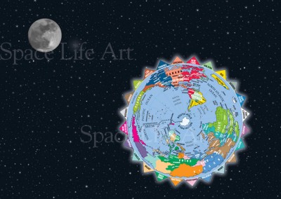 South Pole view with Time Zones and Moon